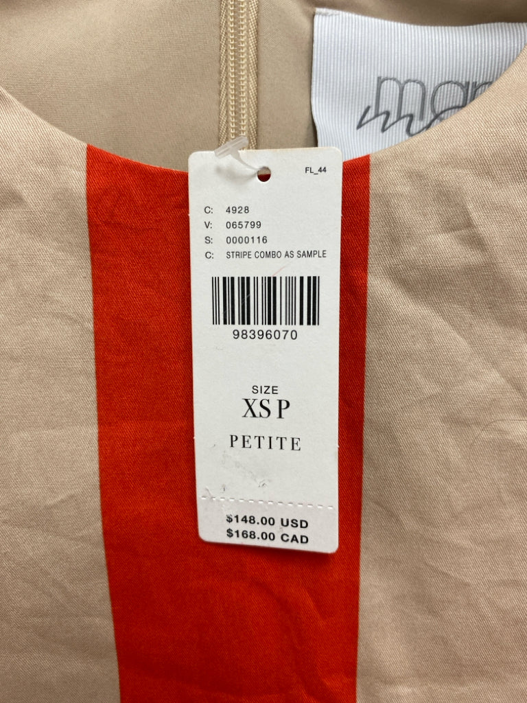 NWT Mare Mare Size XSP Beige Orange Stripes Sleeveless Petite Dress