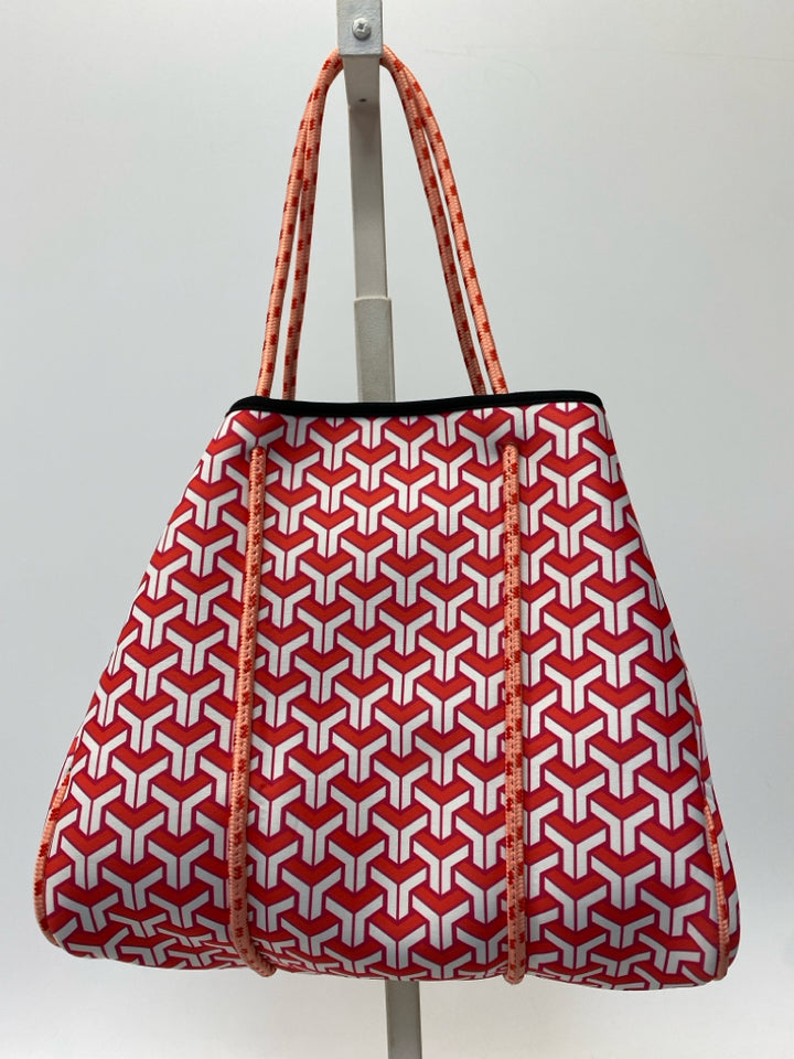 Red/White Print Neoprene Tote Bag