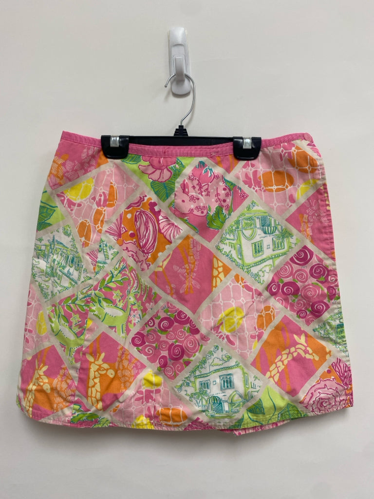 LILLY PULITZER Size 0 Pink Orange/Yellow Giraffe Wrap Ladies Skirt