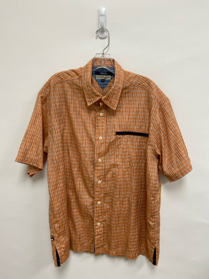 Tommy Hilfiger Size L Orange White/Navy Stripes Men&