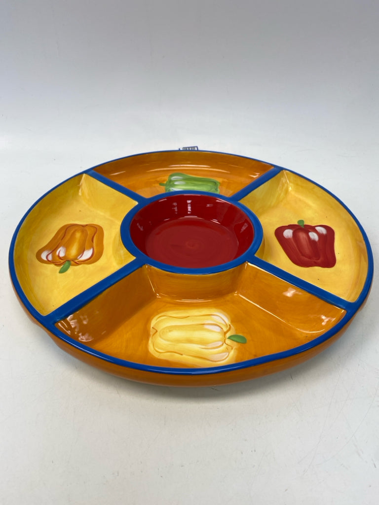 Yellow/Orange Red Pepper Ceramic Serving Piece
