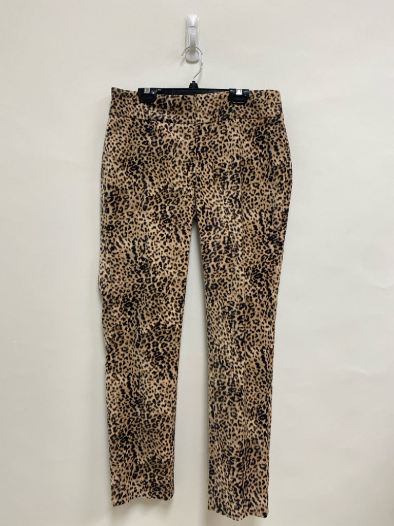 WORTH Size 2 Beige Black Animal Print Velour Ladies Pants