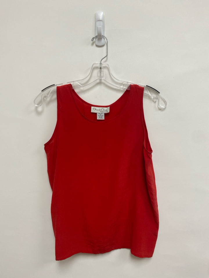Oscar de la Renta Size M Red Sleeveless Silk Ladies Top
