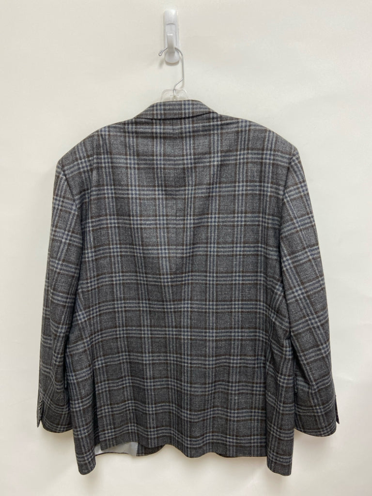 Peter Millar Size 46R Gray Navy/Brown Plaid Men&