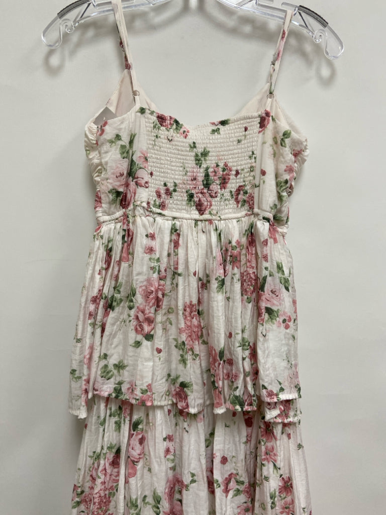 NWT by the river Size S White Pink/Green Ruffles Sleeveless Ladies Dress