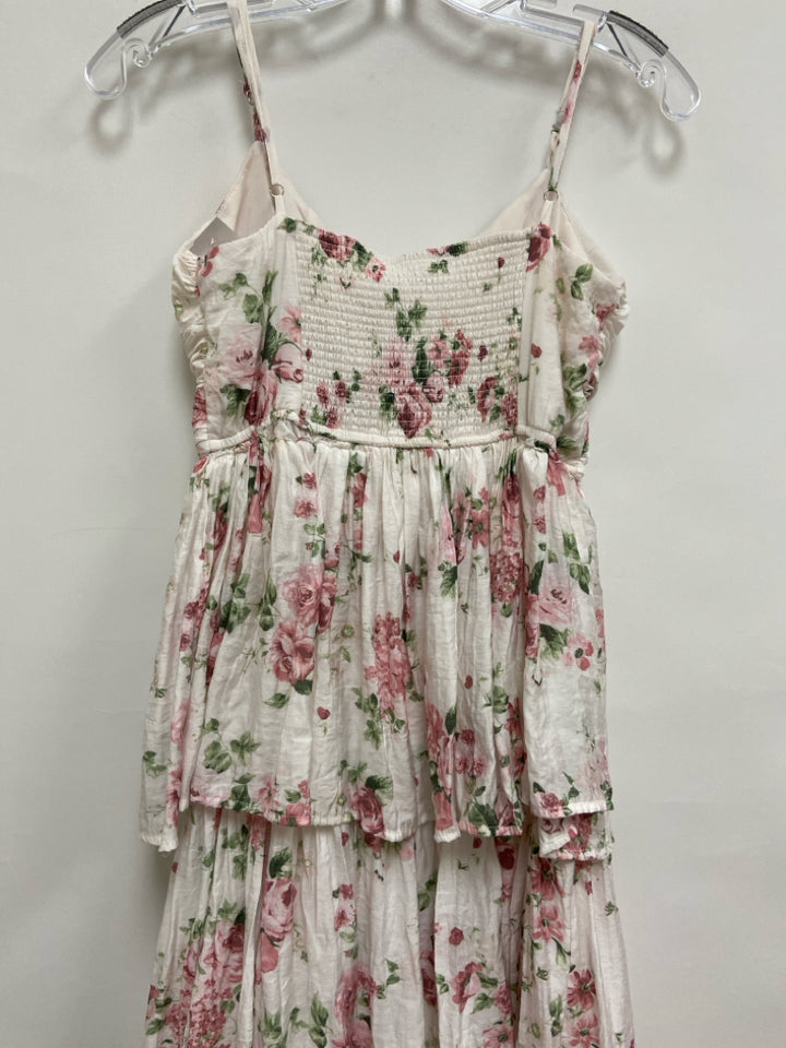 NWT by the river Size S White Pink/Green Ruffles Sleeveless Ladies Dress