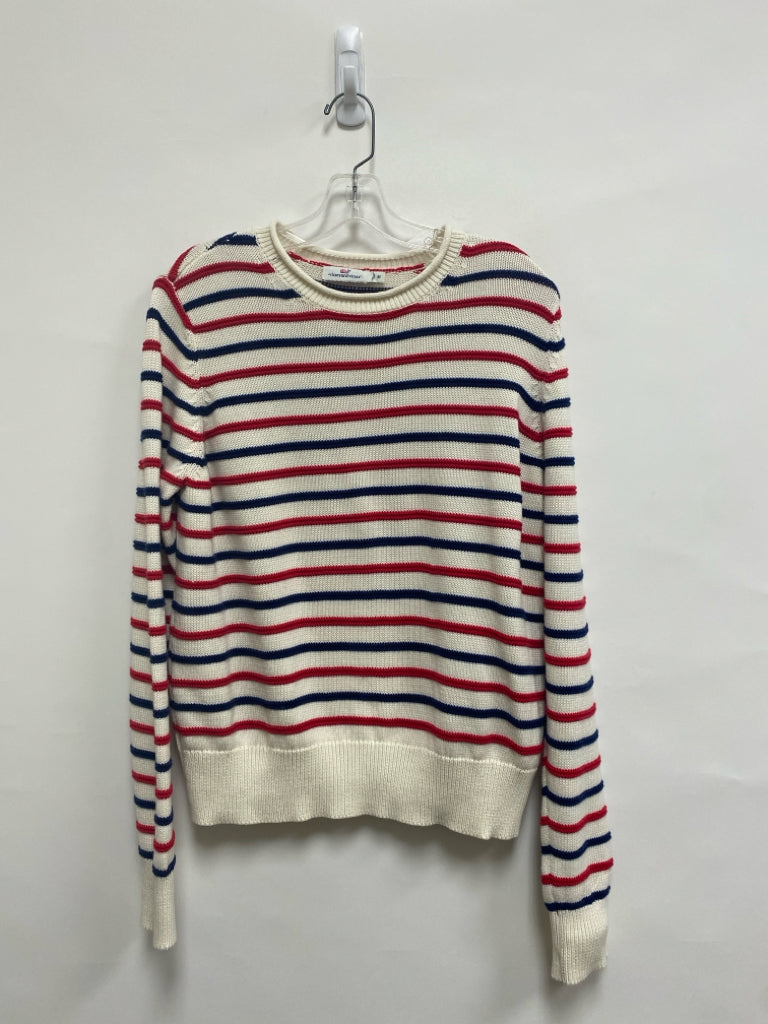 Vineyard Vines Size M Cream Navy/Red Striped Ladies Sweater