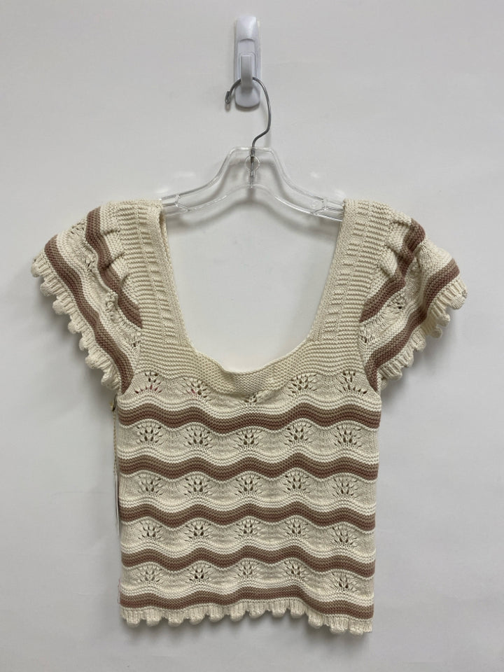 NWT Jessica Simpson Size M Cream Tan Striped Ladies Sweater