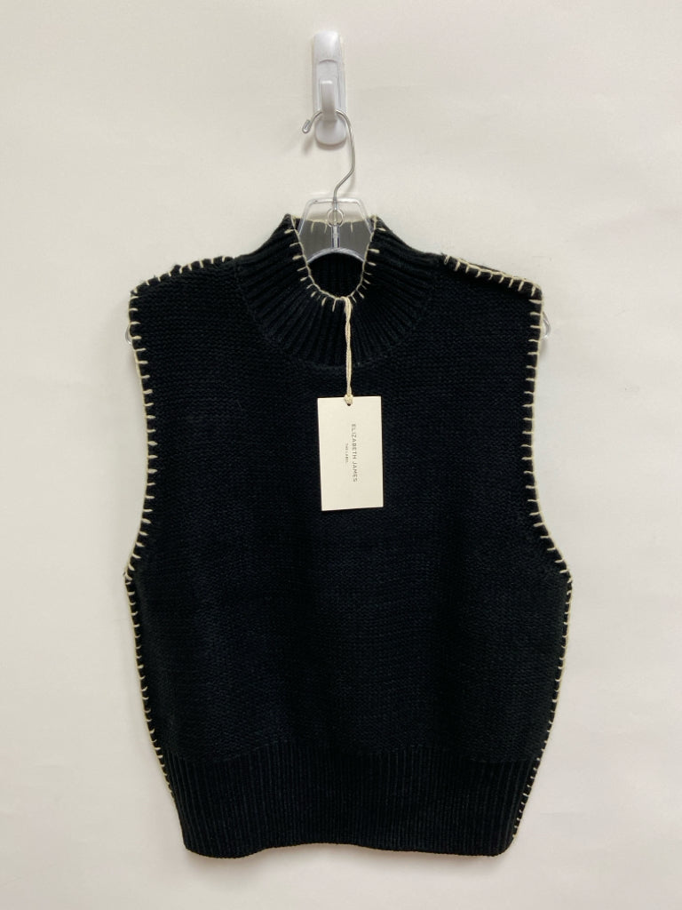 NWT Size L Black Tan Stitching Sleeveless Ladies Sweater
