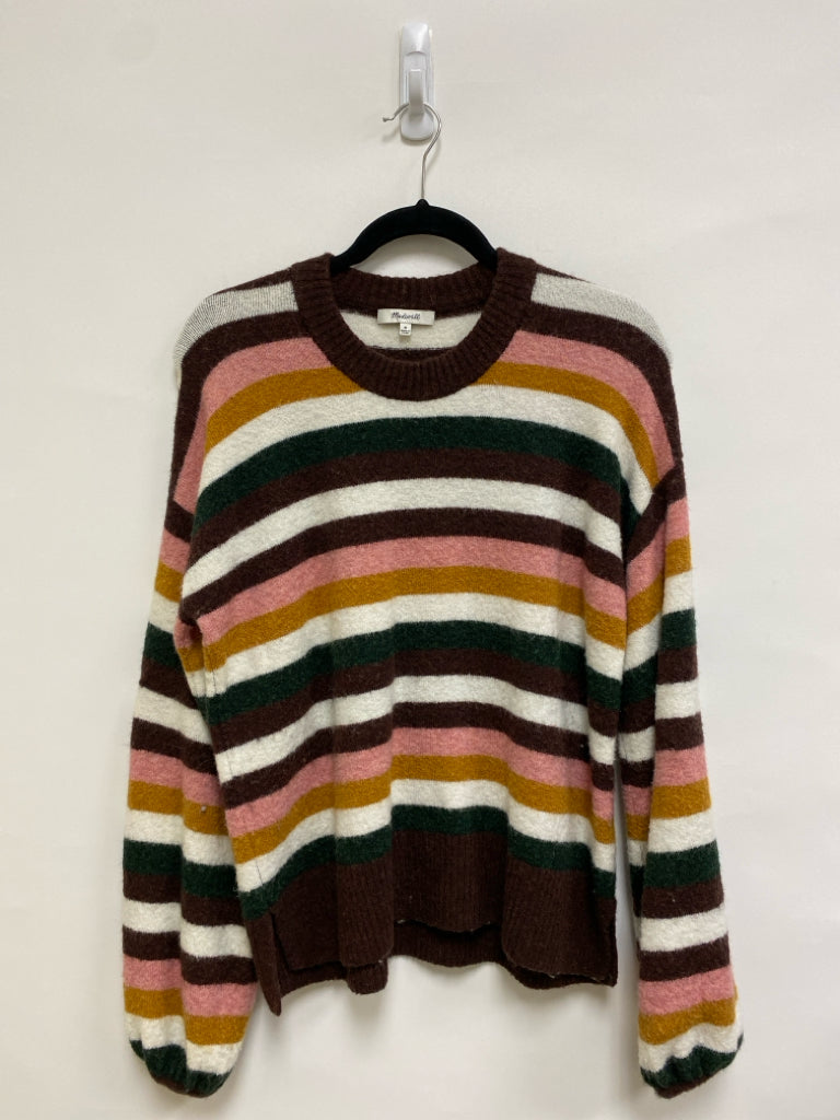 Madewell Size M Brown White/Yellow Striped Ladies Sweater