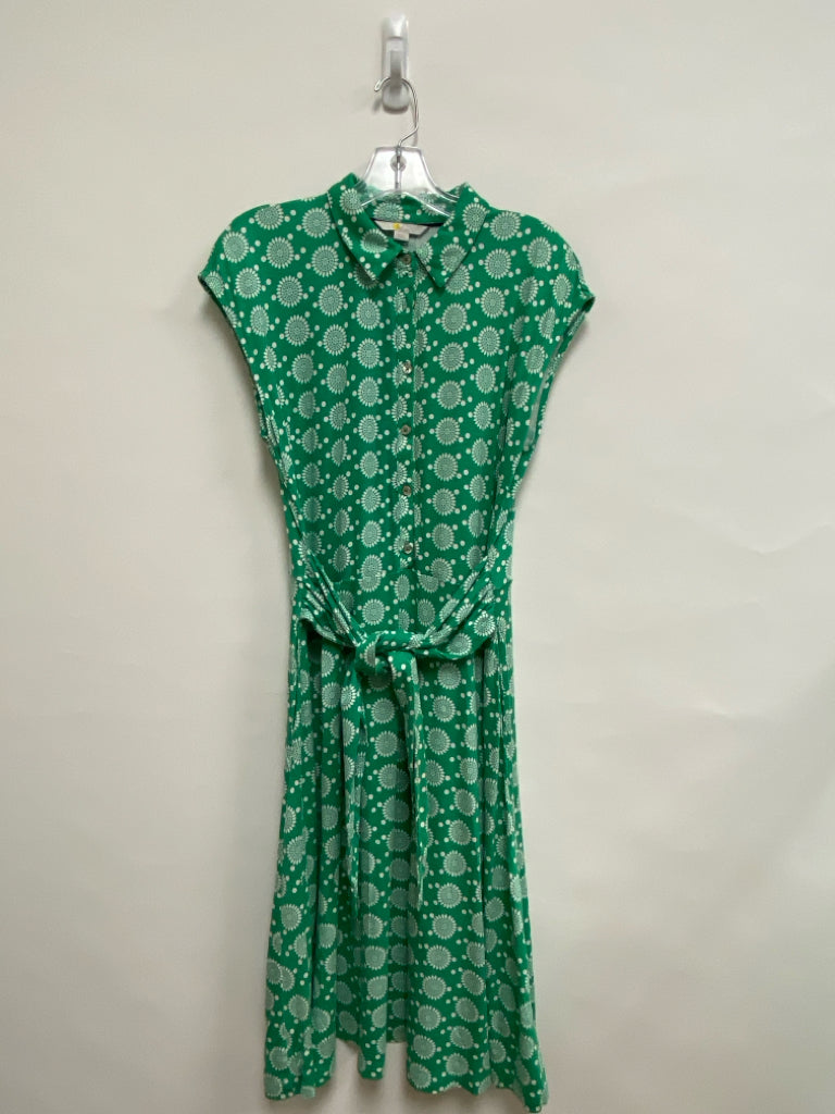 Boden Size 10 Green White Print Quarter Button Ladies Dress