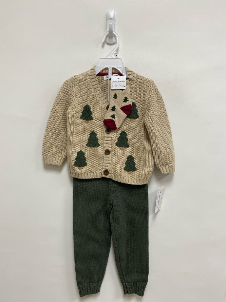 NWT Tommy Bahama SIZE 12M Beige Dark Green Button Up Knit Boy&