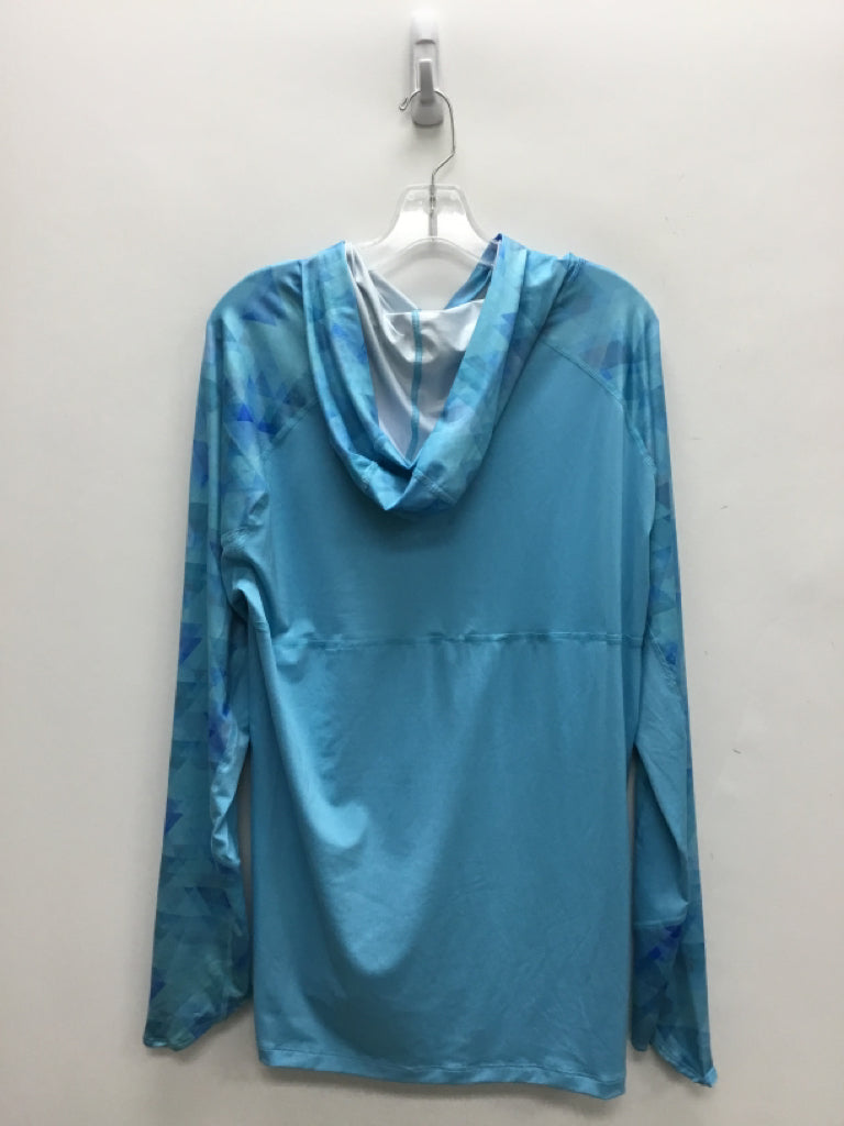 NWT Size L Turquoise Geometric Hooded Ladies Rash Guard
