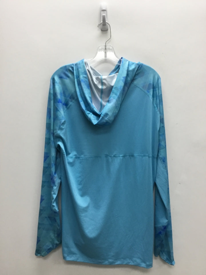 NWT Size L Turquoise Geometric Hooded Ladies Rash Guard