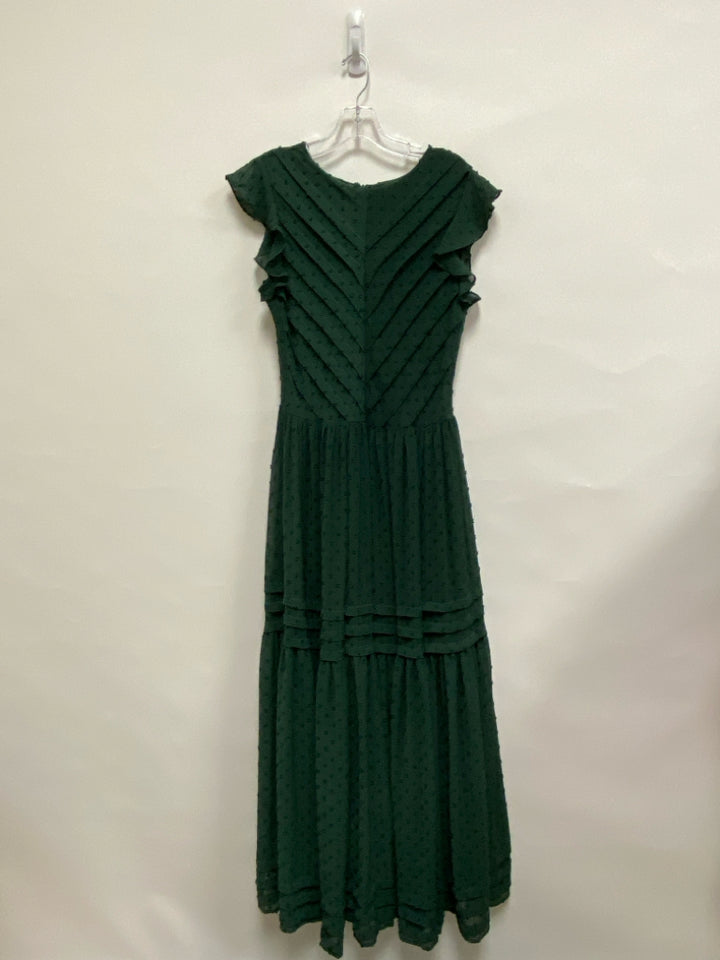 bohme Size S Forest Green Ruffles Maxi Swiss Dot Ladies Dress