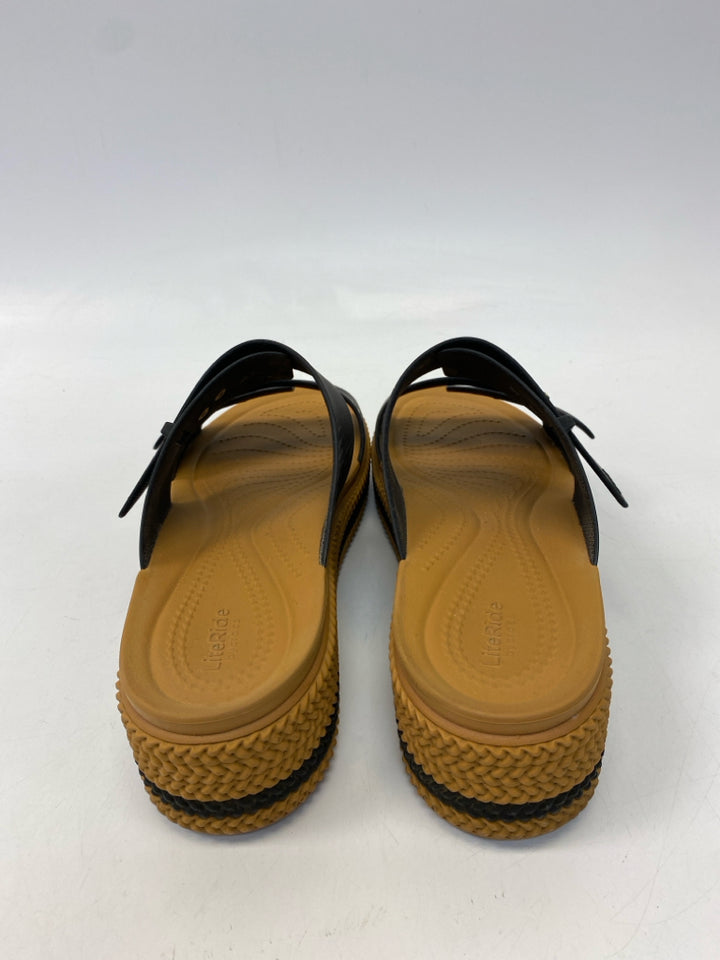 Crocs  Size 11 Brown Patent Sandals
