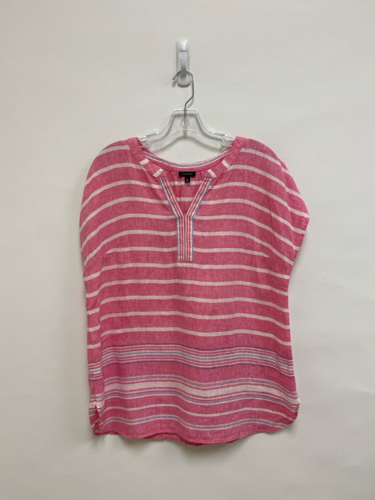 Talbots Size M Pink White Striped Linen Ladies Top