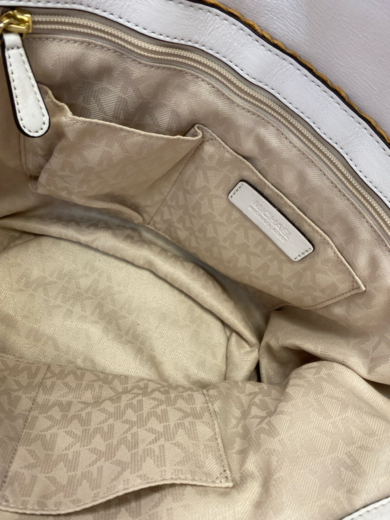 Michael Kors Brown White Woven Raffia Handbag