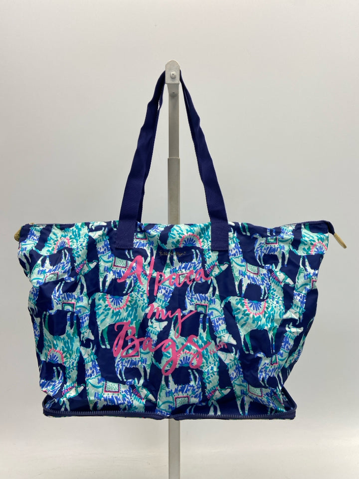 LILLY PULITZER Navy Aqua/Multi Tote Bag