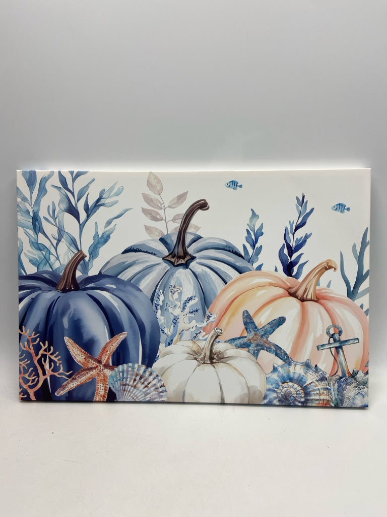 Blue/White Peach/Multi Shells Canvas Art