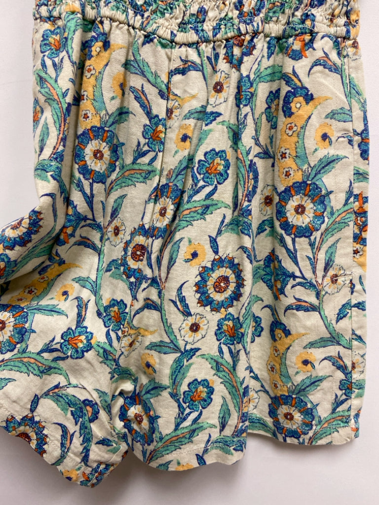 Pilcro Size XSP Cream Blue/Yellow Floral Sleeveless Petite Romper