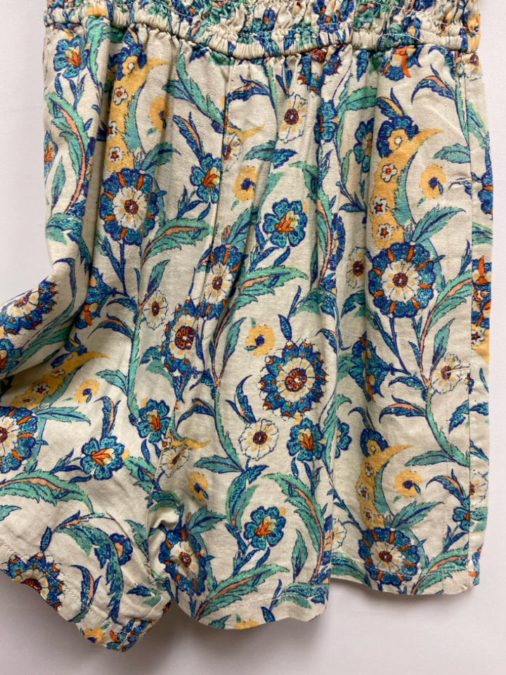 Pilcro Size XSP Cream Blue/Yellow Floral Sleeveless Petite Romper