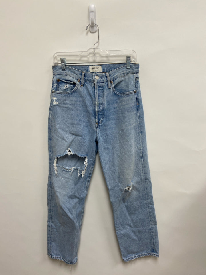 Agolde Size 25 Light Blue Faded Denim Distressed Ladies Jeans