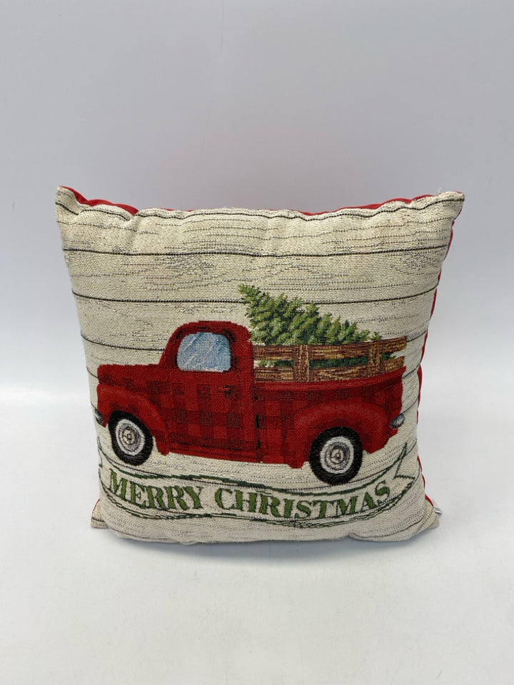 Tan Red Truck Christmas