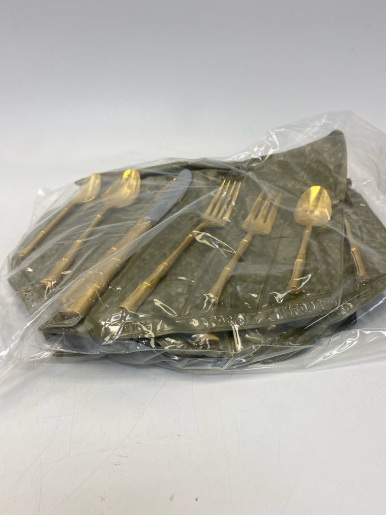 Gold Bamboo Metal Flatware