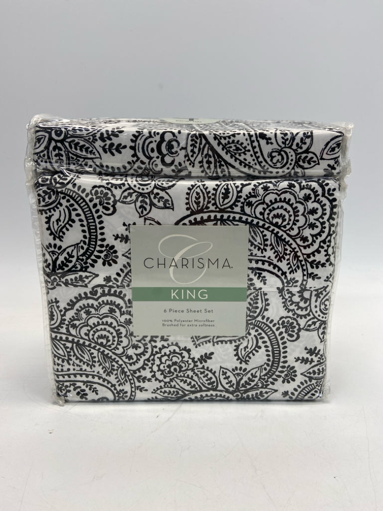 NEW/PKG Black/White Paisley Sheets