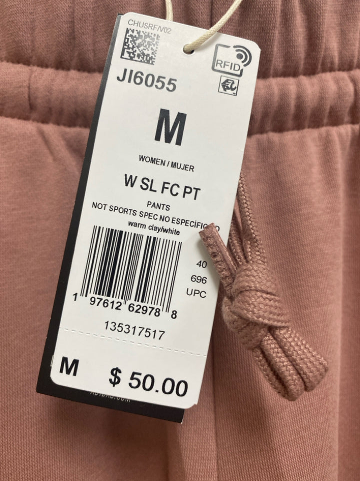 NWT Adidas Size M Dusty Rose Wide Leg Fleece Athletic Pants
