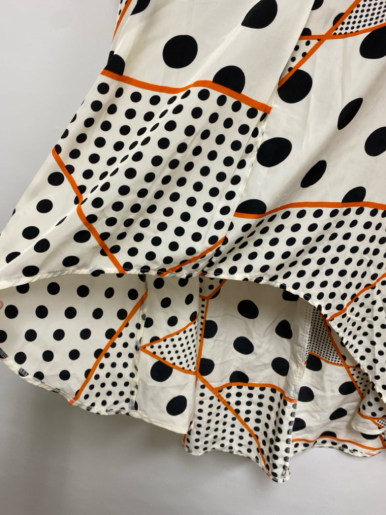 NWT Size M Cream Black/Orange Polka Dot Ladies Top