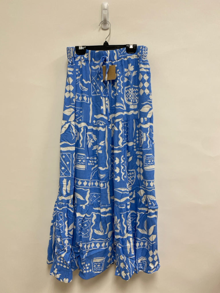 NWT blu pepper Size L Blue/White Assorted Print Maxi Ladies Skirt