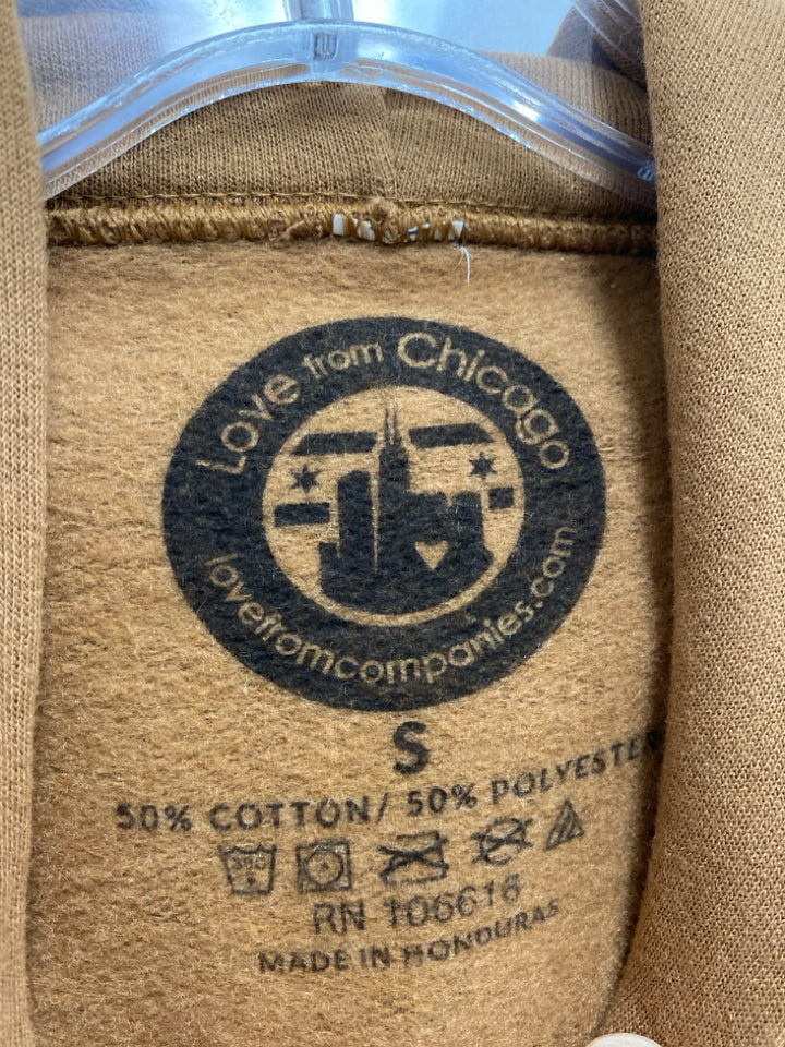 Size S Brown Gray/Cream Words Hooded Men&