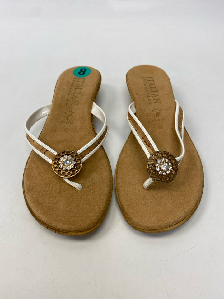 ItalianShoemaker  Size 8 White Rhinestone(s) Sandals