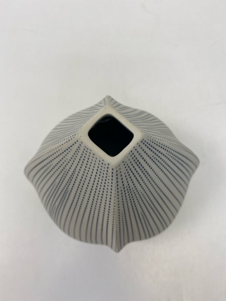 Gray Blue Striped Ceramic Vase