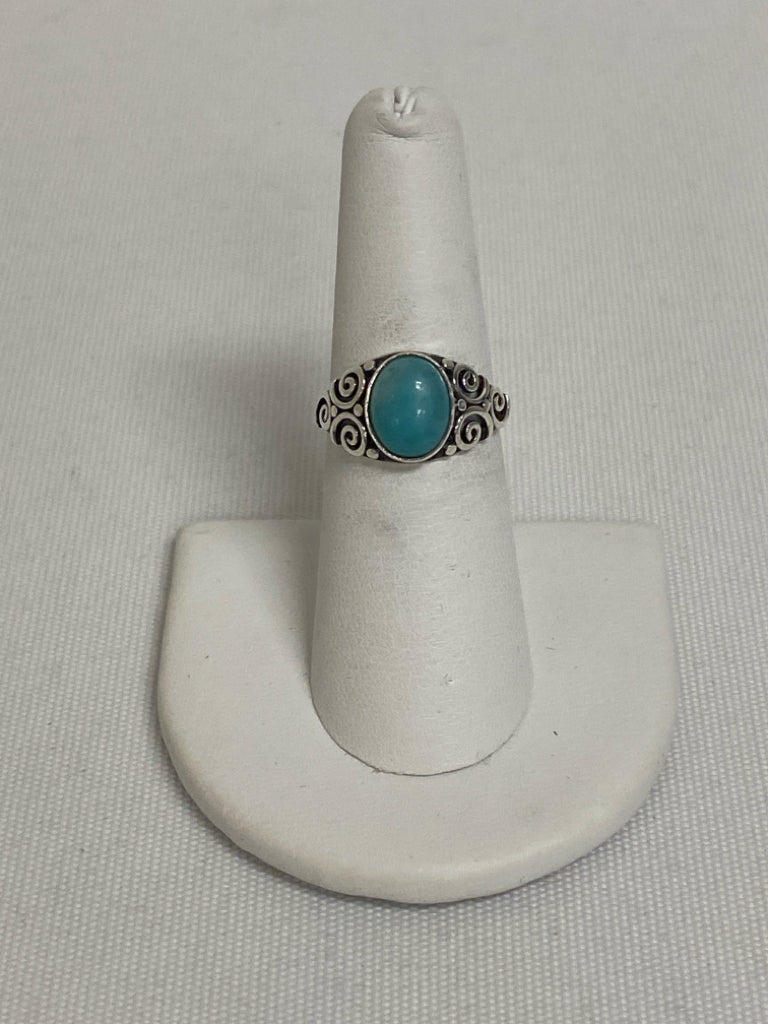 Silver Turquoise Swirl Ring