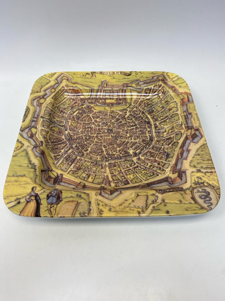 Yellow Multi Color Ceramic Tray