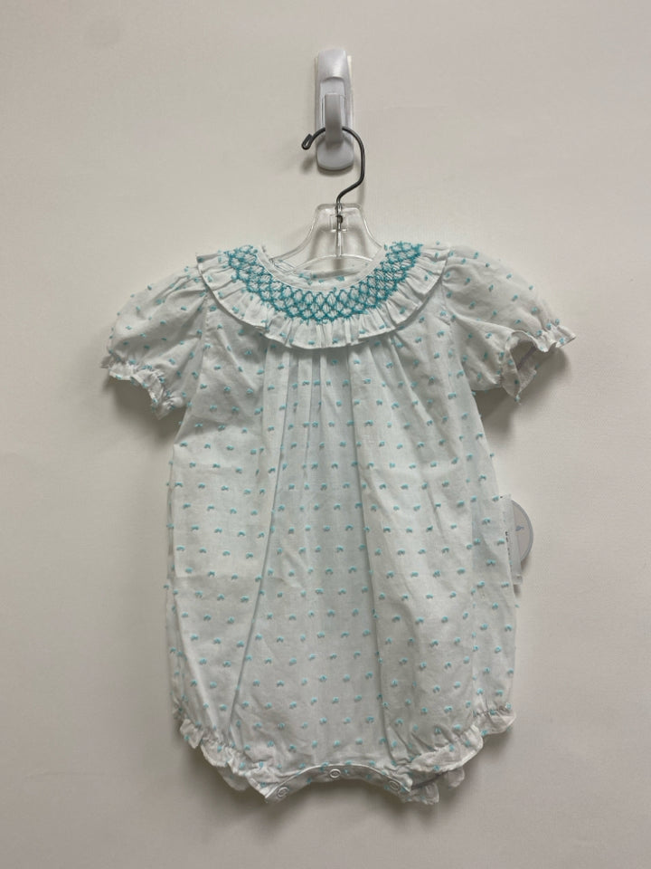 NWT EDGEHILL COLLECTION SIZE 3M White Aqua Swiss Dot Girl&