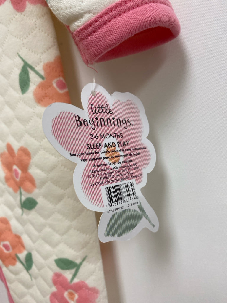 NWT SIZE 3-6M White Pink/Peach Flowers Quilted Girl&