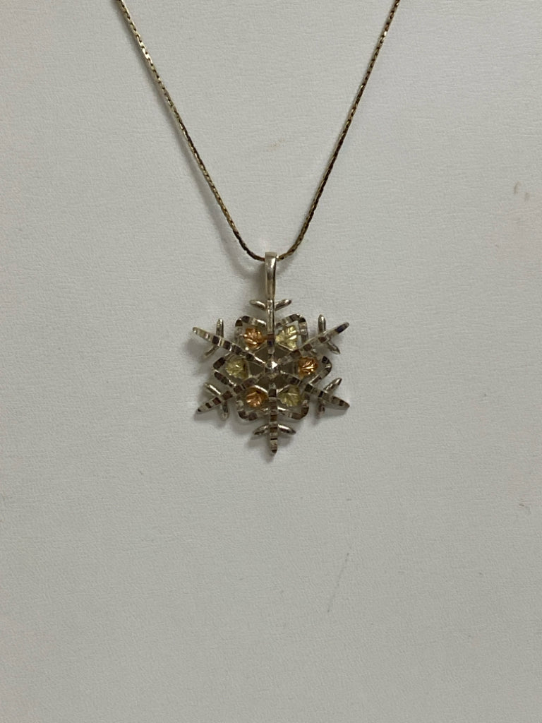 Silver Gold Color Snowflake Necklace