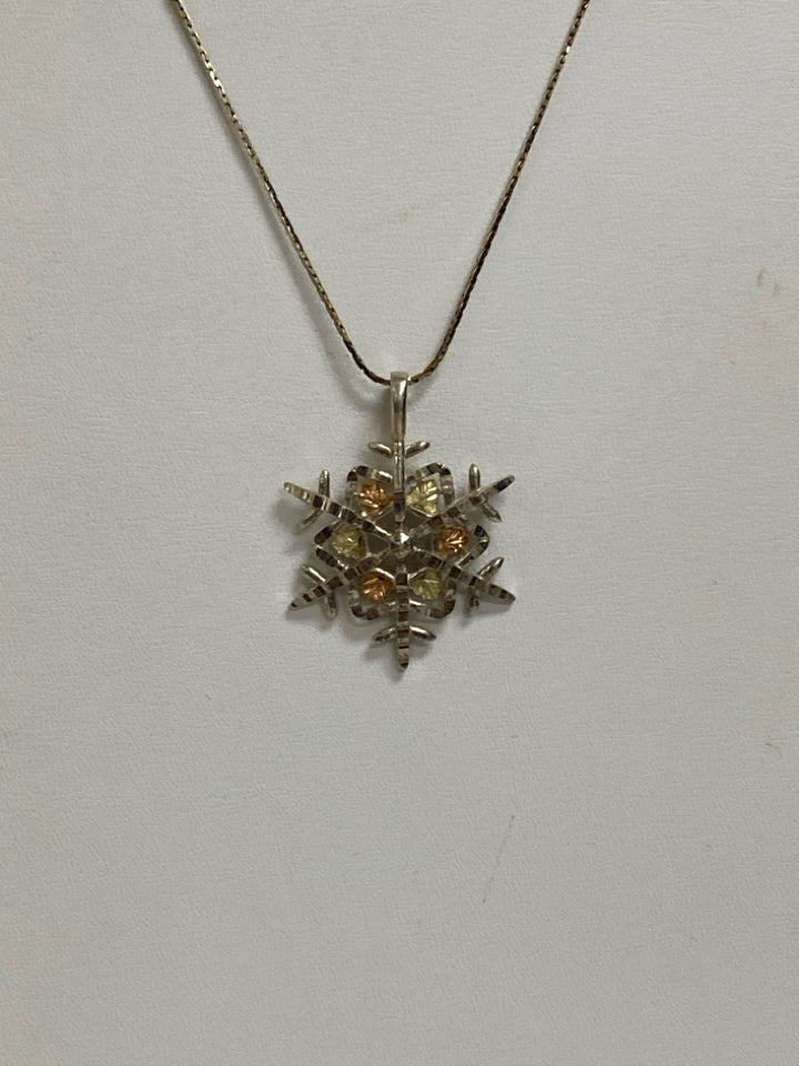 Silver Gold Color Snowflake Necklace