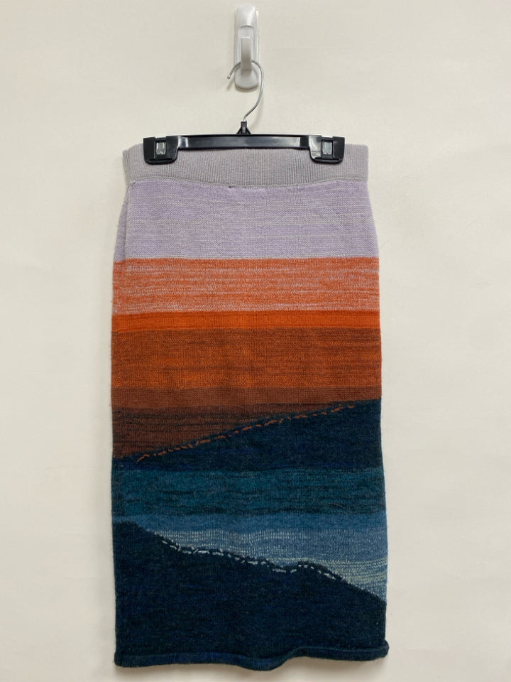 Akemi + Kin Size XS Lavender Orange/Navy Wool Blend Ladies Skirt