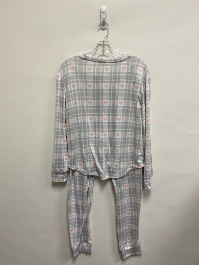 NWT LOFT Size S Gray White/Pink Plaid Ladies 2pc Pajamas