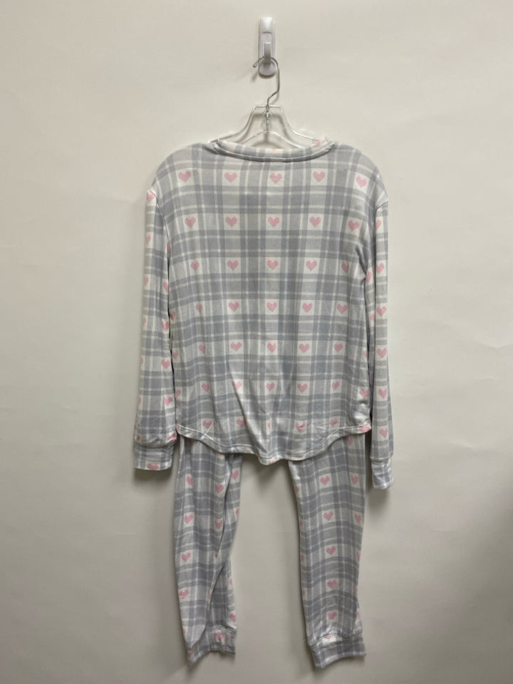 NWT LOFT Size S Gray White/Pink Plaid Ladies 2pc Pajamas