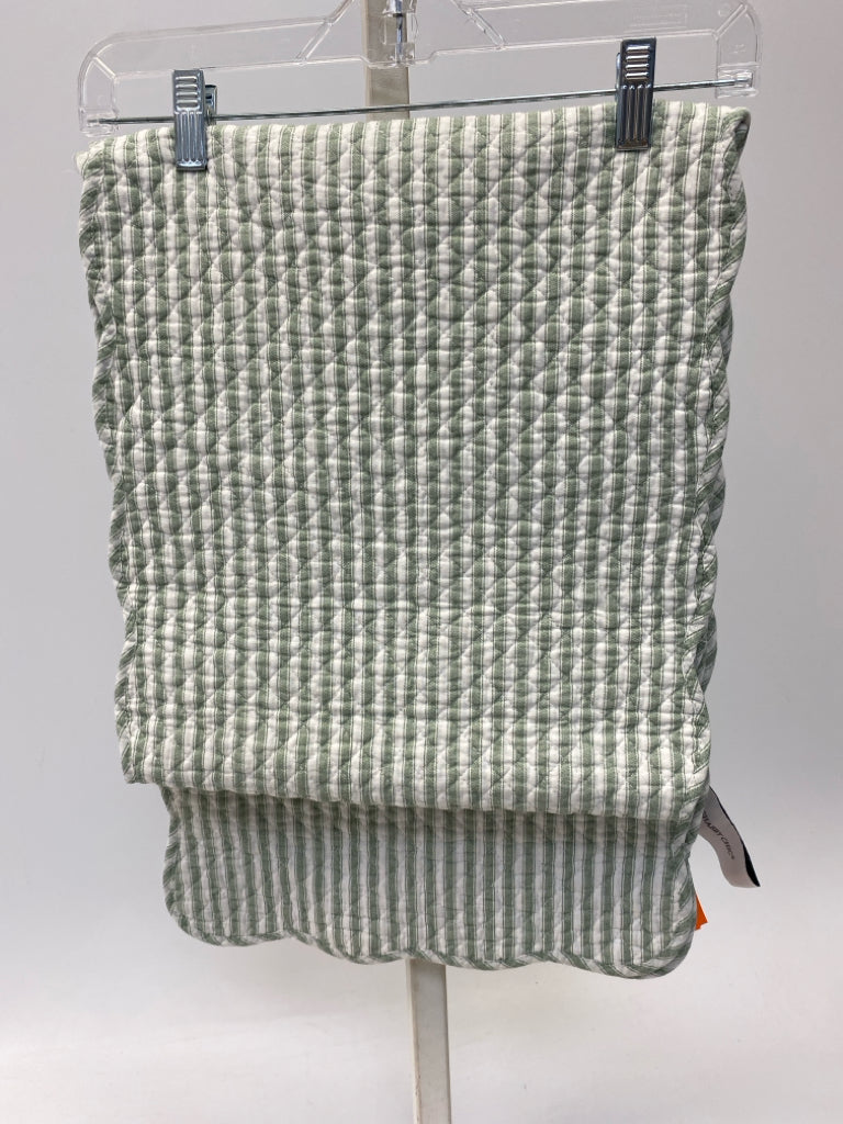 Shabby Chic Green White Striped Flower(s) Table Runner