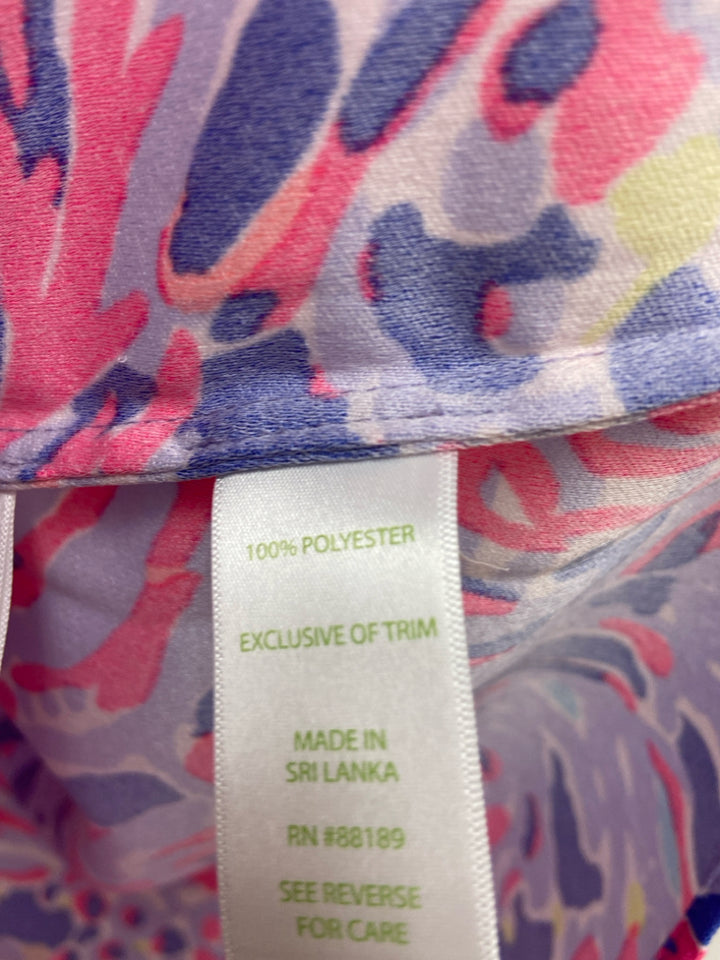 LILLY PULITZER Size L Periwinkle Lavender/Pink V Neck Ladies Dress