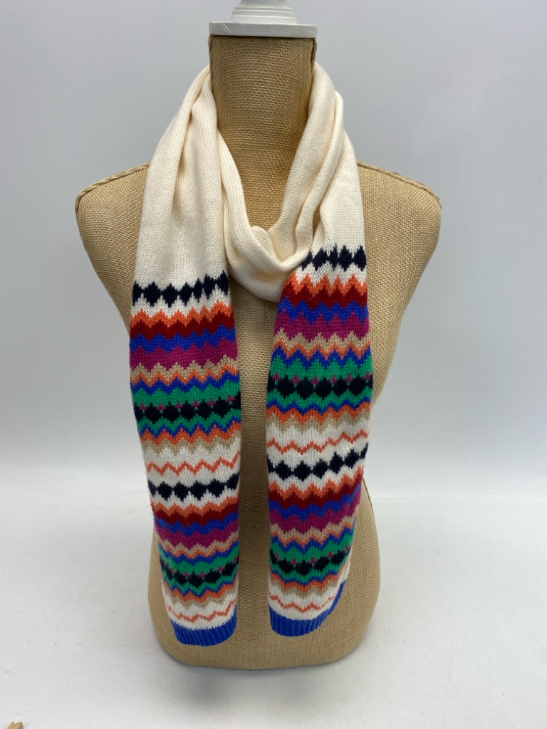 Talbots Cream Multi Color Chevron Scarf