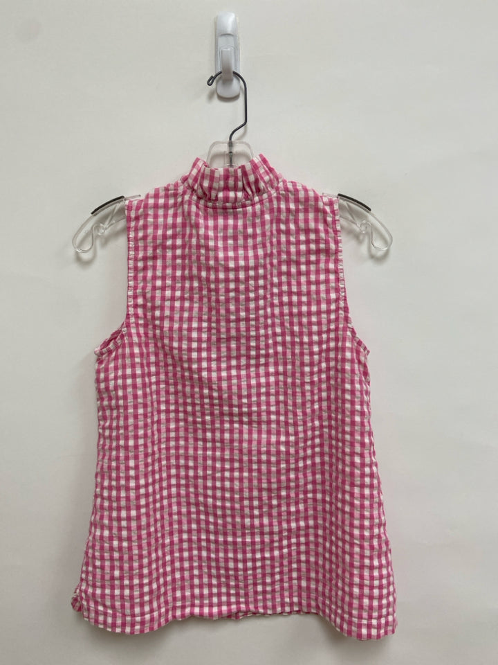 Crown &amp; Ivy Size S Pink White Checkered Sleeveless Ladies Top