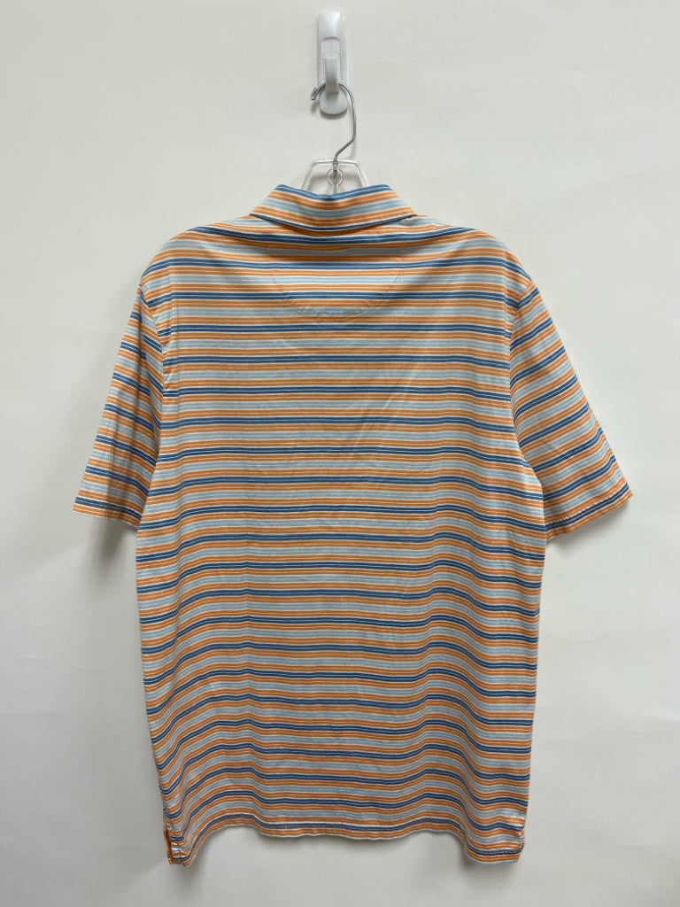 Jos. A Bank Size M Orange/Blue White Stripes Polo Men&